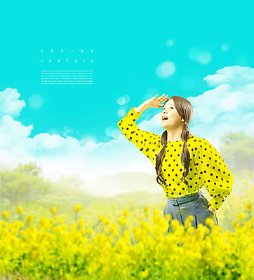 PSD 구름 편집이미지 응시 여자 하늘색 꽃밭 한명 웃음 손짓 상반신 20대 성인 노란색 봄 한국인 개나리 주머니손 성인여자한명만 이미지편집 자연요소 1 시선 계절 꽃 컬러 모션 표정 사람 동양인 청년 파란색 여자한명만 성인여자만 파일형식