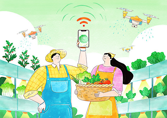 PSD 여자 남자 허리손 채소 일러스트 작업복 들기 상반신 청년 성인 두명 스마트폰 농장 바구니 농사 앞치마 뿌리기 멜빵바지 밀짚모자 와이파이 귀농 드론 수경재배 원격조종 성인만 스마트팜 청년농부 모빌리티 국내일러스트 모자_잡화 옷 교통수단 포즈 농업 바지 모션 사람 핸드폰 스마트기기 농부 멜빵 무선인터넷 파일형식