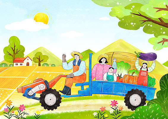 전신 PSD 나무 여자 남자 어린이 밭 일러스트 가족 호박 가지 작업복 장화 들기 소녀 소년 여러명 상반신 농장 농사 운전 수확 추수 멜빵바지 배추 밀짚모자 손인사 귀농 경운기 국내일러스트 식물 모자_잡화 옷 다수 신발 농업 채소 바지 관계 모션 사람 인사 농기계 멜빵 파일형식