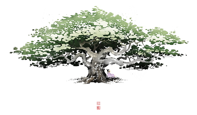 전신 PSD 나무 남자 생각 일러스트 캘리그라피 붓터치 휴식 나뭇잎 한명 앉기 성인 농부 한복 동양화 번짐 사색 낙관 성인남자한명만 국내일러스트 식물 직업 1 한국전통 컨셉 잎 모션 미술 사람 전통의상 남자한명만 성인남자만 파일형식 효과