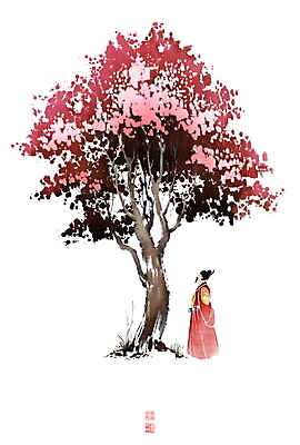 전신 PSD 나무 남자 중년 생각 일러스트 캘리그라피 붓터치 휴식 나뭇잎 한명 서기 올려보기 왕 동양화 뒷짐 번짐 사색 낙관 곤룡포 임금의상 중년남자한명만 국내일러스트 식물 1 컨셉 잎 모션 미술 사람 성인 전통의상 한복 남자한명만 중년남자만 파일형식 효과