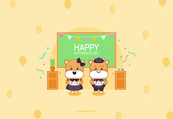 기념일 교복 두마리 일러스트 책장 사람없음 노란색 칠판 소 신학기 꽃가루 풍선 소캐릭터 입학식 설레임 가랜드 입학생 국내일러스트 AI파일 학생 옷 감정 컬러 동물캐릭터 가구 2 포유류 이벤트 가루 파티용품 파일형식 벡터