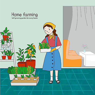 전신 여자 화분 채소 과일 일러스트 한명 서기 들기 성인 발코니 담기 성인여자한명만 홈파밍 자급자족라이프 국내일러스트 AI파일 1 라이프스타일 모션 사람 농사 여자한명만 성인여자만 파일형식 벡터