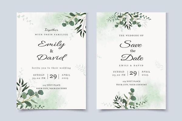 EPS 해외이미지 무료이미지 일러스트 사람없음 초록색 세트 풀잎 청첩장 초대장 해외202105 해외일러스트 컬러 잎 카드_감사 풀_식물 파일형식 벡터