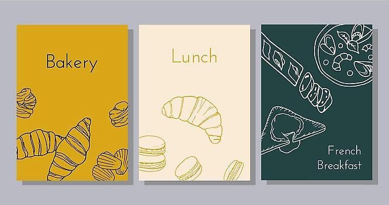 EPS 해외이미지 무료이미지 접시 배너 포스터 음식 조각 채소 일러스트 디저트 육류 요리 세트 식당 식사 빵집 프랑스 아침식사 낙서 바게트 정상 만화 스케치 먹기 해산물 메뉴 마카롱 점심식사 맛있는 해외202105 해외일러스트 식기 유럽 빵 식재료 모션 미술 상점 파일형식 벡터 무료콘텐츠