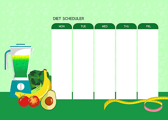 PSD 다이어트 토마토 일러스트 바나나 줄자 사람없음 초록색 계획표 야채주스 브로콜리 믹서 스케줄러 아보카도 해독주스 국내일러스트 컬러 채소 과일 자 건강 주스 계획 파일형식