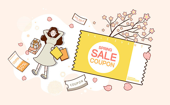 전신 PSD 여자 꽃잎 꽃 분홍색 일러스트 한명 성인 타이포그라피 선물상자 눕기 쇼핑백 세일 봄맞이 할인쿠폰 성인여자한명만 국내일러스트 식물 문자 1 컬러 가방 모션 선물 사람 상자 봄 쿠폰 여자한명만 성인여자만 파일형식