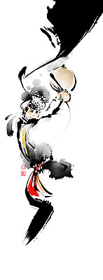 PSD 남자 일러스트 캘리그라피 붓터치 한명 들기 상반신 성인 전통놀이 풍물놀이 동양화 번짐 낙관 소고 상모 농악꾼 상모돌리기 성인남자한명만 국내일러스트 1 전통 모션 놀이 타악기 국악기 국악 미술 사람 남자한명만 성인남자만 파일형식 효과