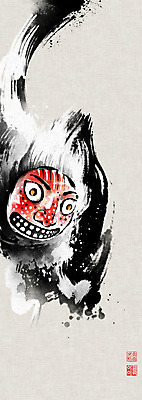 PSD 일러스트 캘리그라피 붓터치 사람없음 전통놀이 동양화 번짐 낙관 사자놀이 사자탈 사자탈춤 국내일러스트 전통 놀이 미술 춤 탈 파일형식 효과