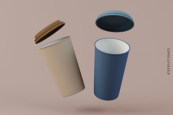 PSD 편집 편집이미지 사람없음 갈색 3D 커피잔 남색 디지털합성 컵뚜껑 테이크아웃컵 목업 편집소스 편집3D 커피 컬러 잔 컵 뚜껑 파일형식