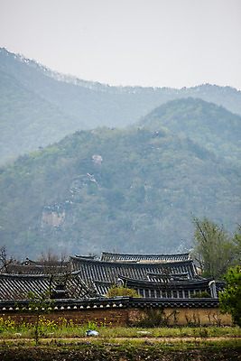 포토 JPG 주간 산 한옥 사람없음 야외 경상북도 안동 하회마을 국내포토 자연요소 한국전통 고건축 경상도 파일형식