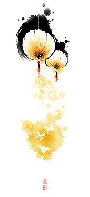 PSD 나비 여러마리 일러스트 캘리그라피 붓터치 사람없음 등불 동양화 연등 번짐 낙관 국내일러스트 다수 곤충 조명 미술 불교용품 파일형식 효과