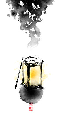 PSD 나비 여러마리 일러스트 캘리그라피 붓터치 사람없음 등불 동양화 번짐 낙관 국내일러스트 다수 곤충 조명 미술 파일형식 효과