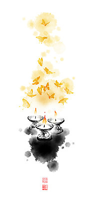 PSD 나비 여러마리 일러스트 캘리그라피 촛불 붓터치 사람없음 동양화 촛대 번짐 낙관 등잔 등잔대 등잔불 국내일러스트 다수 곤충 초 불 미술 파일형식 효과