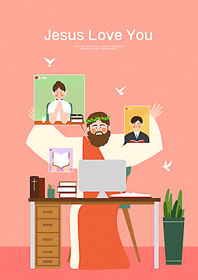 전신 PSD 손 여자 남자 일러스트 들기 앉기 성인 신체부위 세명 모니터 성경 기도 예수 목사 책상 비둘기 성인만 코랄 온라인예배 국내일러스트 컬러 가구 종교용품 모션 조류 사람 컴퓨터 신_종교 성직자 예배 파일형식 언택트