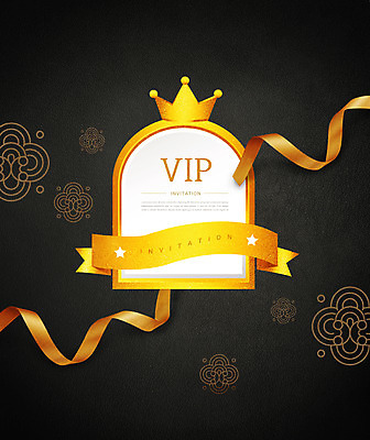 PSD 편집이미지 리본 왕관 사람없음 검은색 금색 고급 초대장 VIP 당초문 이미지편집 문양 컬러 컨셉 카드_감사 파일형식