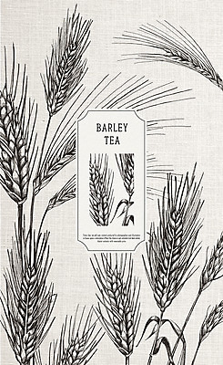 PSD 일러스트 사람없음 라벨 보리 보리차 한방차 국내일러스트 곡류 프레임 차_음료 전통차 파일형식