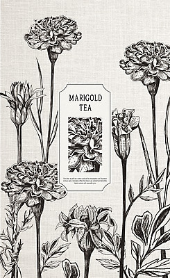 PSD 일러스트 사람없음 라벨 꽃차 한방차 매리골드 국내일러스트 꽃 프레임 차_음료 전통차 파일형식