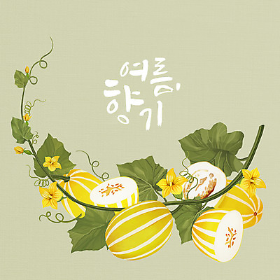 PSD 잎 일러스트 단면 여름음식 타이포그라피 사람없음 여름 참외 제철 참외꽃 제철과일 과채 국내일러스트 식물 문자 계절 꽃 음식 채소 과일 파일형식 여름_계절
