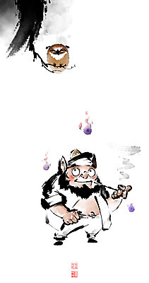 전신 PSD 남자 일러스트 캘리그라피 붓터치 흡연 전래동화 한명 서기 성인 나뭇가지 동양화 도깨비 번짐 부엉이 낙관 담배연기 도깨비캐릭터 담뱃대 민담 성인남자한명만 도깨비불 국내일러스트 일러캐릭터 나무 캐릭터 1 모션 조류 동화 담배 미술 사람 연기 남자한명만 성인남자만 파일형식 효과