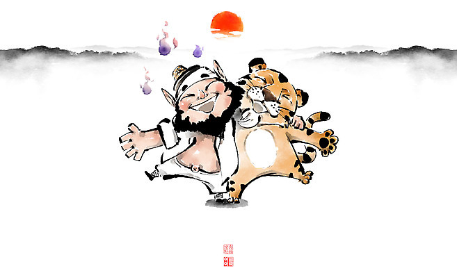 전신 PSD 한마리 남자 동물캐릭터 일러스트 캘리그라피 어깨동무 붓터치 산 전래동화 한명 성인 친구 태양 우정 호랑이 동양화 도깨비 번짐 낙관 도깨비캐릭터 민담 한발서기 성인남자한명만 도깨비불 국내일러스트 일러캐릭터 자연요소 동물 캐릭터 1 포즈 포유류 관계 동화 미술 서기 사람 남자한명만 성인남자만 파일형식 효과