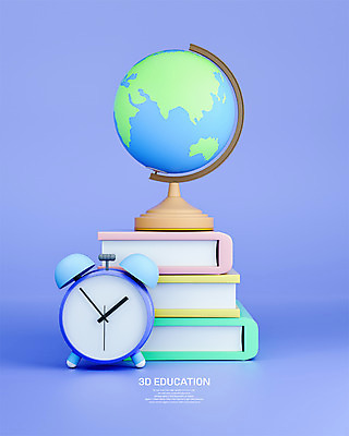 PSD 편집 편집이미지 교육 시계 사람없음 책 지구본 3D 보라색 디지털합성 세계지리 에듀 에듀케이션 책더미 편집소스 편집3D 컬러 무더기 파일형식
