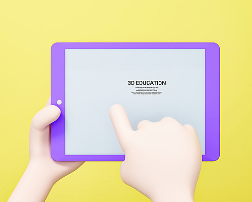 PSD 편집 편집이미지 손 교육 프레임 들기 신체부위 태블릿 노란색 3D 터치 디지털합성 에듀 에듀케이션 편집소스 편집3D 컬러 모션 사람 전자제품 스마트기기 파일형식