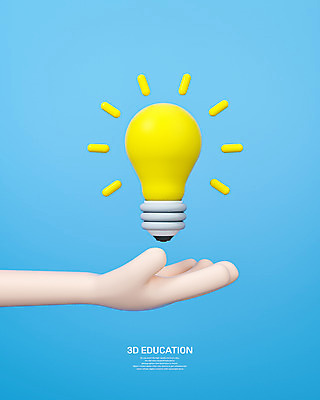 PSD 편집 편집이미지 손 교육 전구 신체부위 파란색 3D 디지털합성 에듀 에듀케이션 편집소스 편집3D 컬러 사람 파일형식