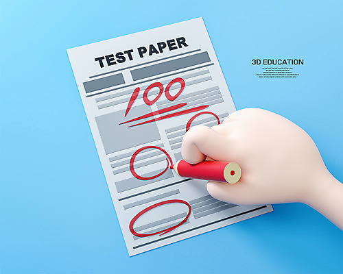 PSD 편집 편집이미지 손 교육 들기 신체부위 3D 시험 디지털합성 시험지 100점 에듀 에듀케이션 채점 편집소스 편집3D 모션 사람 성적 점수 파일형식
