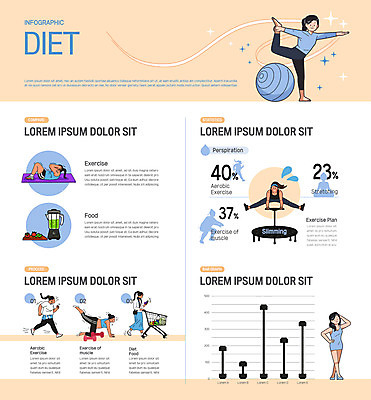 전신 여자 다이어트 일러스트 그래프 여러명 성인 운동복 눕기 달리기 운동 쇼핑카 아령 인포그래픽 매트 잡기 짐볼 식단 윗몸일으키기 베이지색 한발서기 성인여자만 점프핏 국내일러스트 AI파일 옷 컬러 다수 모션 건강 서기 사람 쇼핑 카트 여자만 성인만 파일형식 벡터