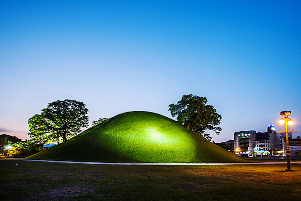포토 JPG 나무 야경 하늘 사람없음 야외 건물 경주 경상북도 고분 국내포토 식물 건축물 무덤 야간 경상도 파일형식 풍경_경치