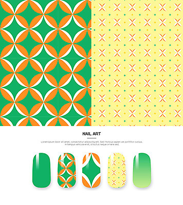 백그라운드 패턴 일러스트 사람없음 초록색 노란색 네일아트 손톱 네일아트모형 국내일러스트 AI파일 손 컬러 무늬 뷰티 모형 파일형식 벡터