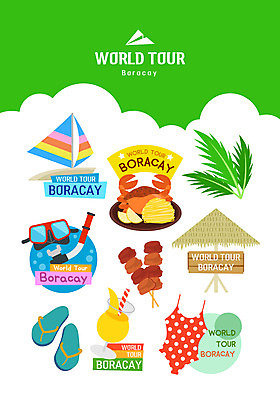 수영복 음식 일러스트 슬리퍼 사람없음 주스 윈드서핑 파라솔 세계여행 쪼리 종이비행기 보라카이 스노클링용품 게요리 랜드마크 국내일러스트 AI파일 옷 음료 스포츠용품 여행 신발 필리핀 세계 수상스포츠 스노클링 샌들 종이접기 파일형식 벡터