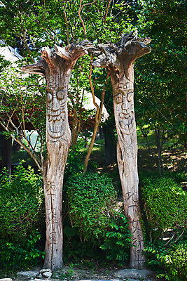 포토 JPG 주간 풍경 사람없음 야외 농촌 시골 충청남도 목장승 외암리 아산 국내포토 자연요소 장승 충청도 파일형식