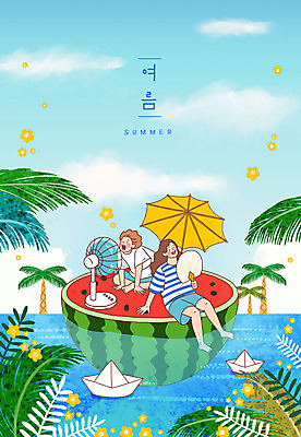 전신 PSD 여자 남자 여행 일러스트 하늘 휴가 여름음식 수박 들기 앉기 성인 두명 물 여름 여름휴가 바캉스 야자수 파라솔 부채 선풍기 떠있는 힐링 종이배 야자수잎 성인만 제철과일 국내일러스트 자연요소 나무 계절 음식 잎 과일 모션 사람 가전제품 종이접기 제철 파일형식 여름_계절