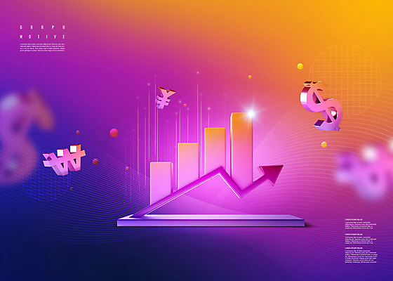 PSD 편집이미지 화살표 그래픽백그라운드 사람없음 빛 달러 보라색 원화 엔 막대그래프 상승 꺾은선그래프 이미지편집 컬러 백그라운드 컨셉 돈 그래프 그래픽 파일형식