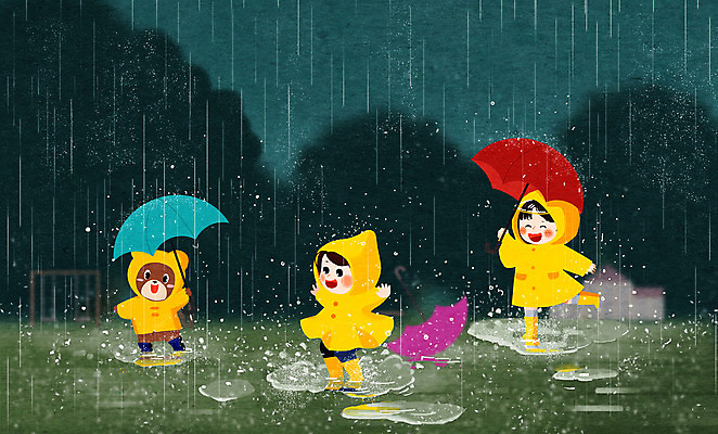 전신 PSD 한마리 여자 남자 어린이 동물캐릭터 일러스트 우산 곰 팔벌리기 상상일러스트 들기 소녀 소년 두명 비 즐거움 웅덩이 청록색 어린이상상 우비 어린이만 동심 국내일러스트 일러캐릭터 자연요소 동물 캐릭터 1 옷 감정 컬러 포유류 모션 상상 날씨 사람 파일형식