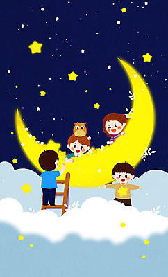 전신 PSD 구름 한마리 여자 남자 별 어린이 일러스트 사다리 밤하늘 팔벌리기 상상일러스트 소녀 소년 여러명 상반신 초승달 남색 즐거움 어린이상상 부엉이 어린이만 동심 국내일러스트 자연요소 1 감정 컬러 다수 모션 상상 조류 하늘 사람 달 도구 야간 파일형식