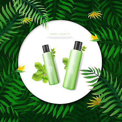 PSD 편집이미지 나뭇잎 사람없음 초록색 뷰티 화장품 피부관리 스킨케어 공병 이미지편집 컬러 잎 병_담는 파일형식