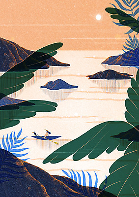 PSD 한마리 여자 섬 여행 잎 일러스트 자연 조류 휴식 한명 상반신 성인 강 일몰 노젓기 한가함 선박 성인여자한명만 코랄 국내일러스트 식물 동물 1 컬러 컨셉 수상교통 모션 사람 노을 생태계 여자한명만 성인여자만 파일형식