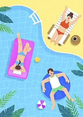 전신 PSD 여자 남자 여유 잎 일러스트 휴가 휴식 수영장 성인 세명 여름 눕기 독서 만세 커피잔 비치볼 선베드 힐링 비치베드 튜브 원형탁자 성인만 스테이케이션 국내일러스트 식물 라이프스타일 계절 감정 커피 컨셉 의자 공 모션 탁자 잔 바캉스용품 사람 신조어 파일형식