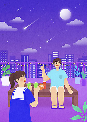 전신 PSD 커플 여자 남자 화분 여유 일러스트 밤하늘 휴가 들기 앉기 상반신 성인 두명 건물 여름 보라색 달 캔 옥상 힐링 평상 성인만 루프탑 스테이케이션 국내일러스트 자연요소 라이프스타일 건축물 계절 감정 컬러 관계 모션 하늘 사람 파티 야간 신조어 파일형식