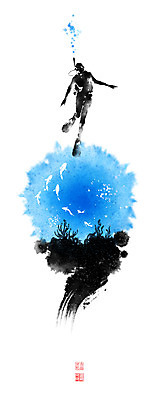 전신 PSD 일러스트 캘리그라피 붓터치 어류 한명 성인 바닷속 수영 해초 스쿠버다이빙 번짐 낙관 잠수복 스쿠버다이버 성인한명만 국내일러스트 1 옷 사람 수중 수중동물 수상스포츠 해조류 성인만 파일형식 효과