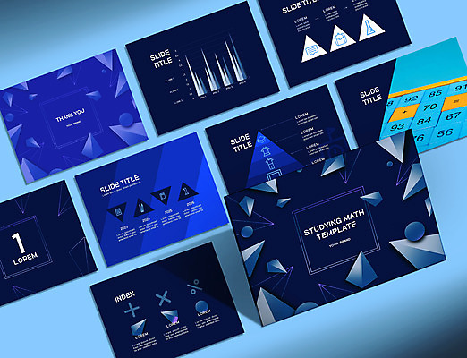 템플릿 비즈니스 그래프 사람없음 세트 수학 삼각형 덧셈 남색 PPT 프레젠테이션 문서템플릿 수학교육 수학기호 곱셈 나눗셈 입체도형 애니형PPT 9P 이미지템플릿 도형 기호 교육 컬러 교과목 입체 사칙연산 파일형식