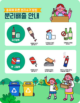 전신 나무 여자 어린이 일러스트 유리병 서기 들기 소녀 상반신 성인 타이포그라피 세명 자연보호 그린캠페인 앞치마 재활용 쓰레기통 가리킴 캔 분리수거 분리수거함 고철 방법 부탄가스 분리배출 매뉴얼 여자만 국내일러스트 AI파일 식물 문자 캠페인 모션 자연 병_용기 사람 손짓 보호 친환경 수거함 파일형식 벡터