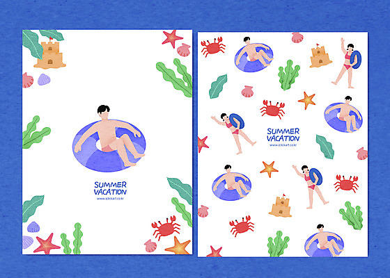 전신 PSD 여자 남자 수영복 패턴 일러스트 조개 불가사리 여러명 성인 파란색 여름휴가 바캉스 비키니 손들기 패턴백그라운드 게 해조류 모래성 튜브 여름라이프 성인만 여름배경 국내일러스트 라이프스타일 옷 모래 컬러 다수 백그라운드 무늬 모션 휴가 어패류 극피동물 갑각류 사람 해양식물 파일형식 여름_계절