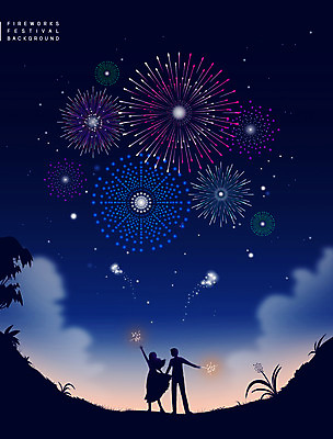 전신 PSD 구름 커플 여자 남자 실루엣 백그라운드 야경 데이트 일러스트 휴식 폭죽 불꽃놀이 서기 들기 초원 성인 두명 남색 힐링 감성 성인만 스파클라 국내일러스트 자연요소 컬러 컨셉 관계 모션 놀이 촬영기법 사람 야간 파일형식 풍경_경치