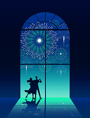 전신 PSD 커플 여자 남자 실루엣 백그라운드 야경 데이트 일러스트 창문 불꽃놀이 그림자 서기 성인 두명 춤 남색 감성 성인만 국내일러스트 컬러 컨셉 관계 모션 놀이 문화예술 촬영기법 사람 야간 파일형식 풍경_경치