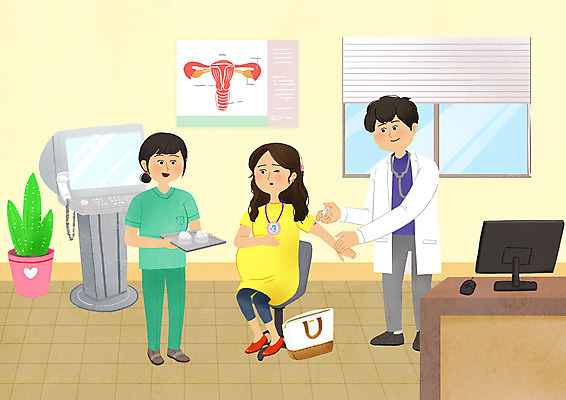 전신 PSD 여자 남자 화분 의자 일러스트 병원 주사기 서기 들기 앉기 성인 세명 모니터 임산부 간호사 의사 백신 예방접종 진료실 성인만 코로나바이러스 백신접종 델타변이바이러스 부스터샷 위드코로나 국내일러스트 가구 의학 의료기기 모션 사람 컴퓨터 임신 진료 의료진 바이러스 사회이슈 접종 파일형식