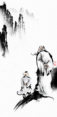 전신 PSD 응시 할아버지 노년 남자 어린이 일러스트 캘리그라피 붓터치 수염 소년 두명 걷기 산책 백발 한복 동양화 뒷짐 번짐 낙관 동자 신선도 남자만 산맥 국내일러스트 한국전통 헤어스타일 시선 모션 휴식 산 미술 사람 성인 전통의상 파일형식 효과